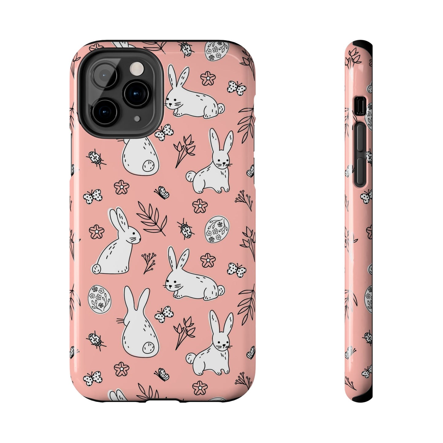 pattern with bunnies, flowers. Tough Phone Cases iPhone 11 Pro