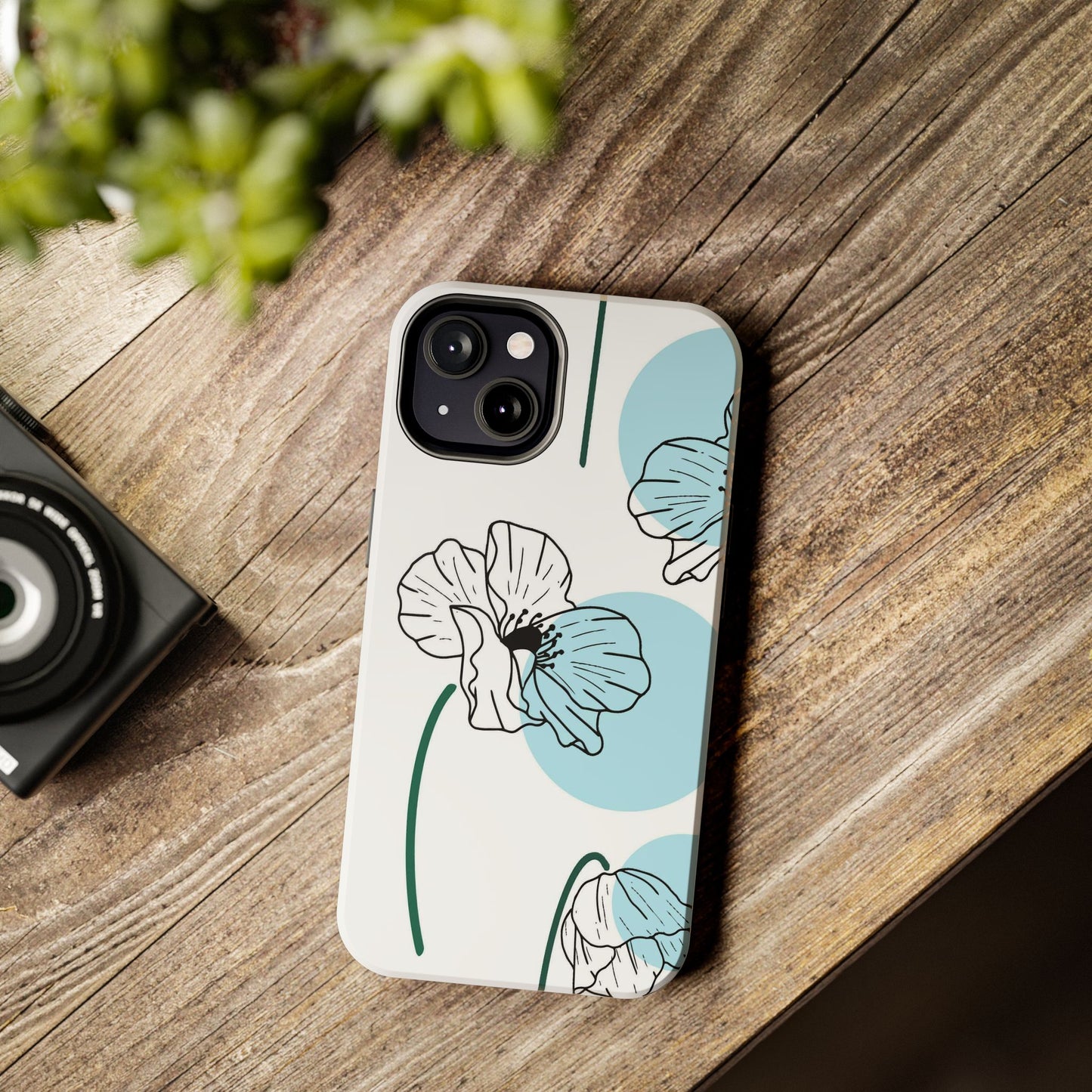 Hand drawn Blue Flower abstract Tough Phone Cases