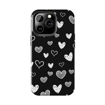 Heart doodles seamless pattern Tough Phone Cases