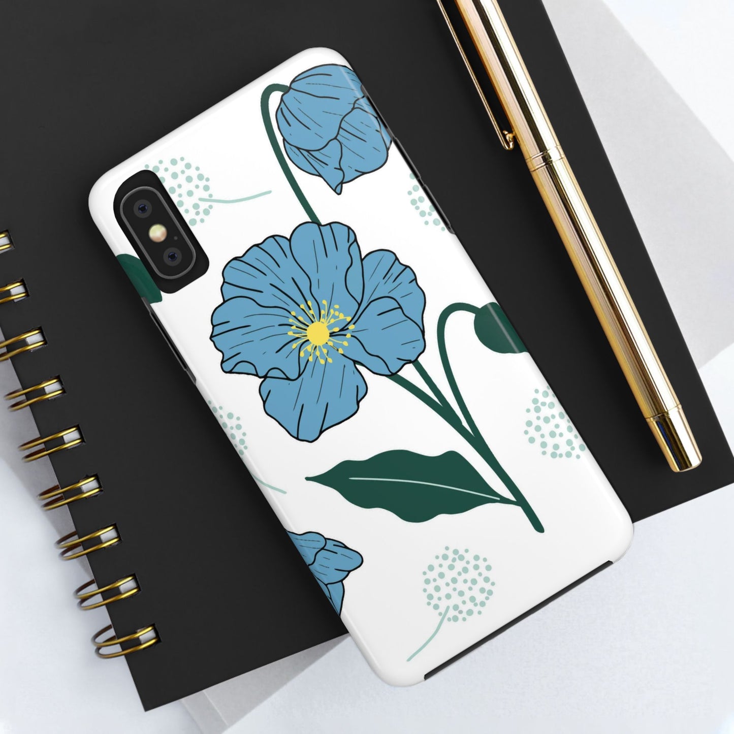 Hand drawn Blue Flower abstract Tough Phone Cases