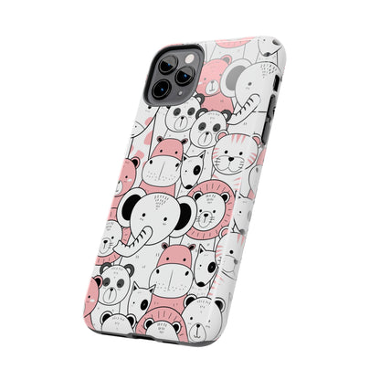 Seamless pattern with cute hand drawn wild animals Tough Phone Cases