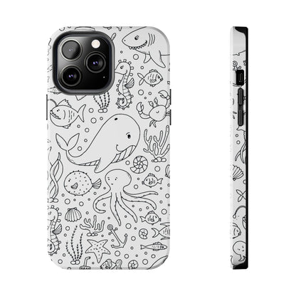 monochrome seamless pattern Tough Phone Cases iPhone 13 Pro Max