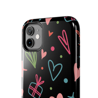 Valentine Day Doodle seamless pattern Tough Phone Cases