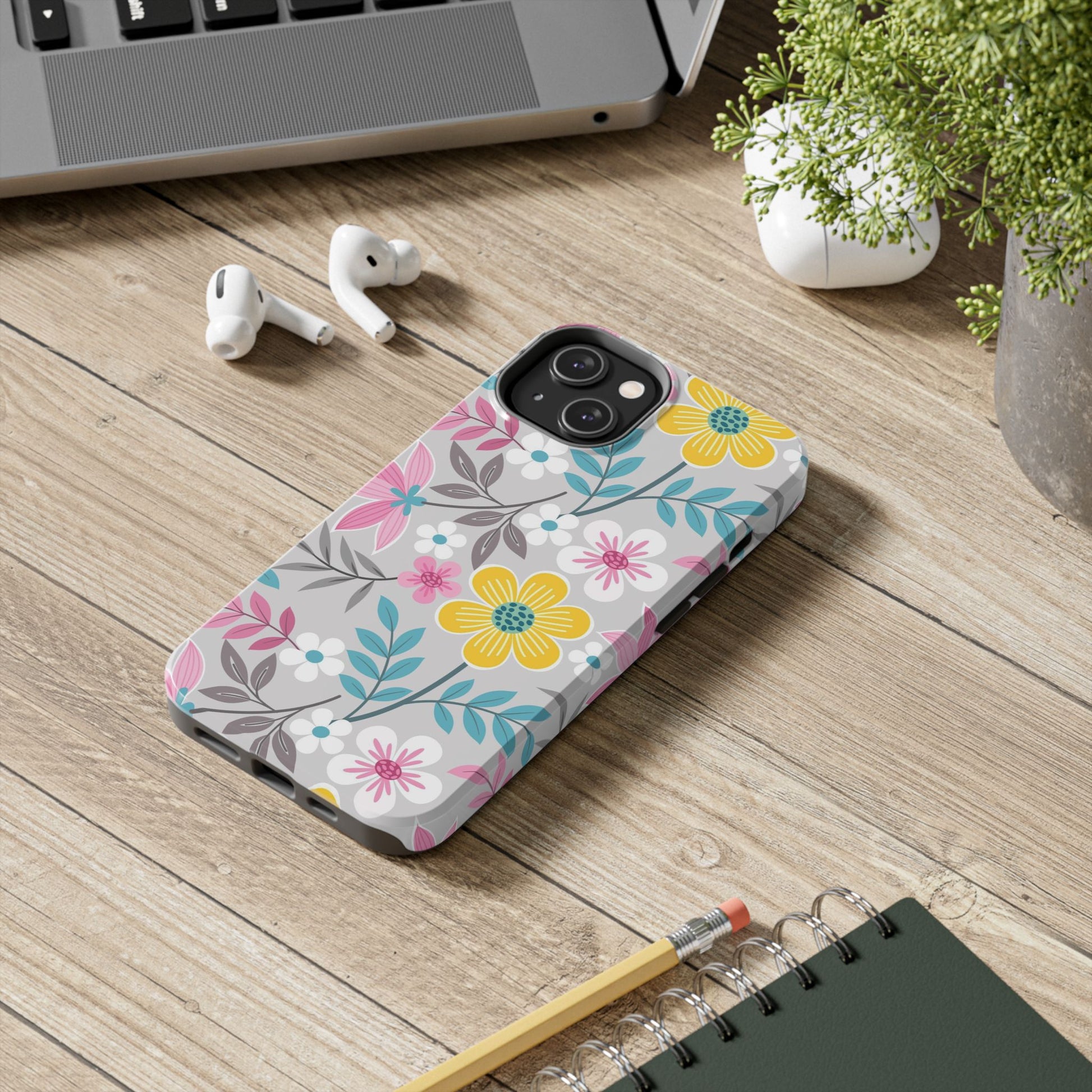 Colorful flowers and leaf Tough Phone Cases