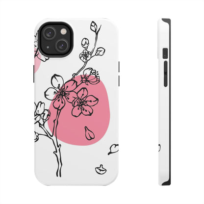 Spring blossom monochrome line art floral Tough Phone Cases iPhone 14 Plus