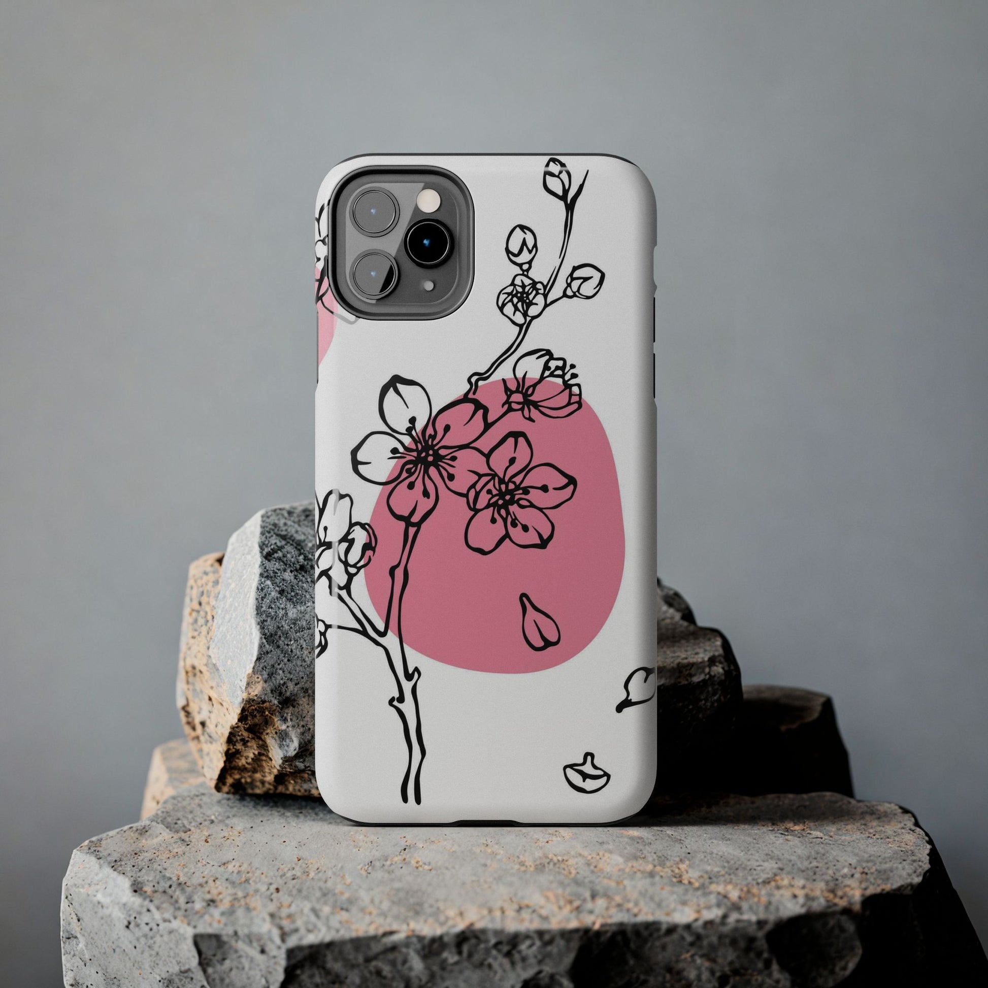 Spring blossom monochrome line art floral Tough Phone Cases