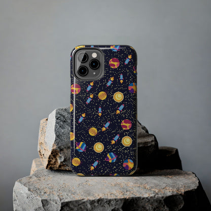 Seamless space pattern. Planets, rockets Tough Phone Cases