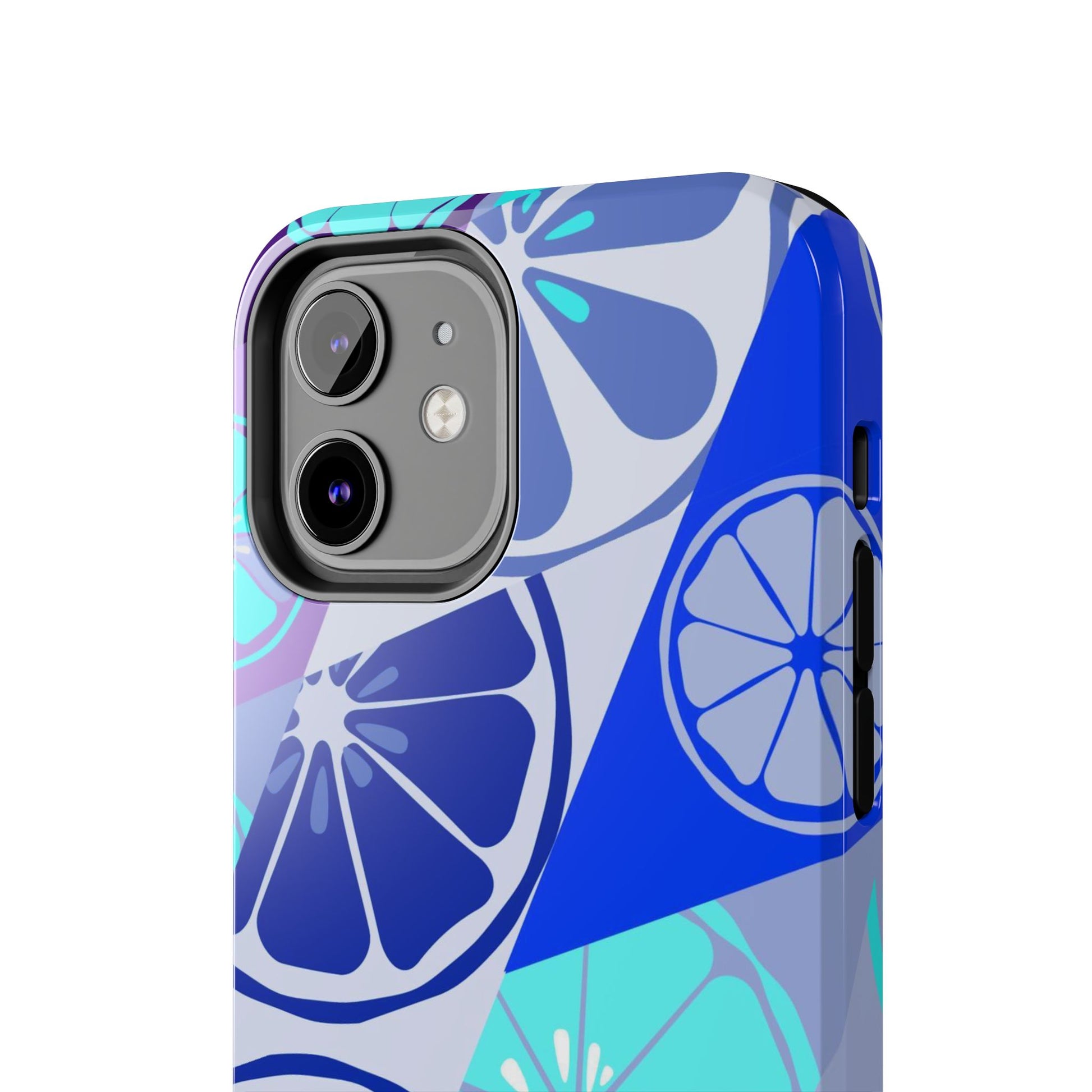 Texture blue with a pattern of lemons limes Tough Phone Cases