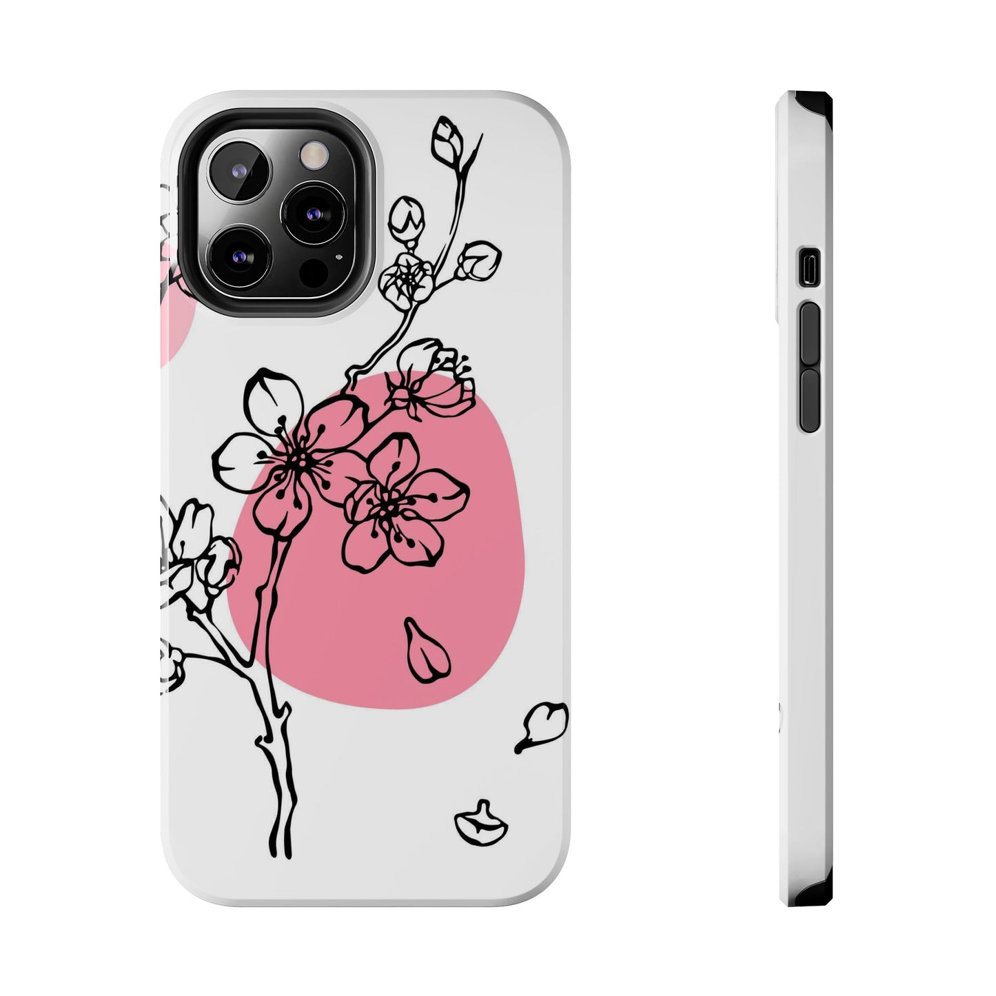 Spring blossom monochrome line art floral Tough Phone Cases iPhone 12 Pro Max