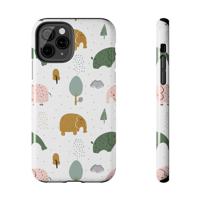 Kids Pattern with Cute Elephants Tough Phone Cases iPhone 11 Pro