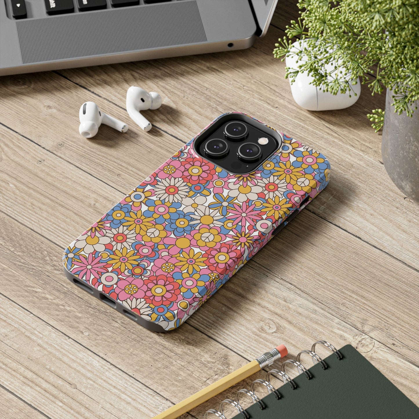 60s and 70s retro vintage flowers seamless Tough Phone Cases