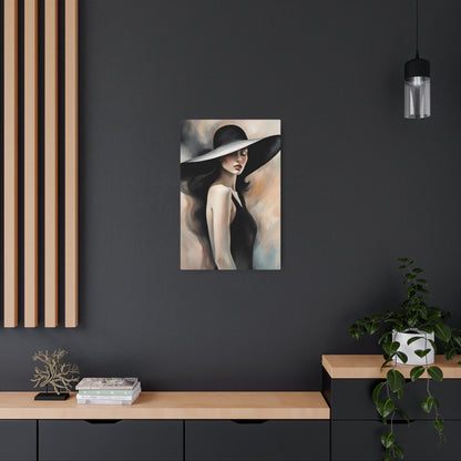 Elegance in Simplicity: Captivating Black and White Hat Art Metal Art Sign