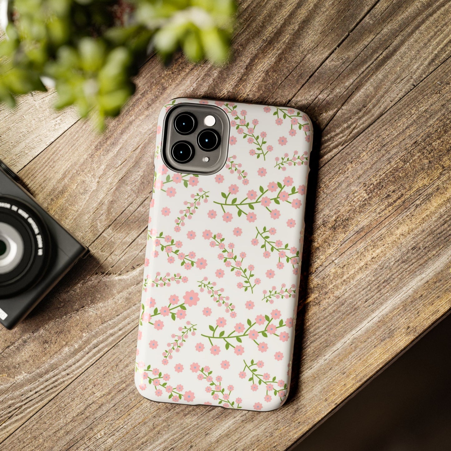 Seamless pattern green branches with blooming Tough Phone Cases