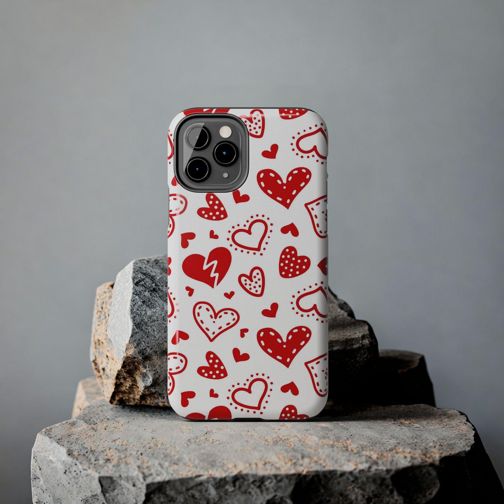 Seamless pattern of red hearts Tough Phone Cases