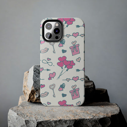 Pink seamless pattern with cute love doodles Tough Phone Cases