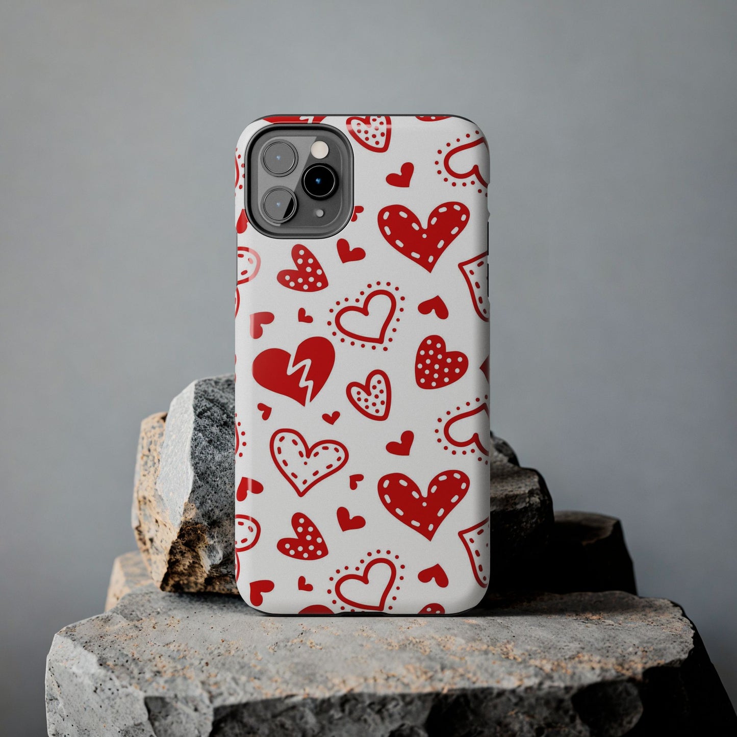 Seamless pattern of red hearts Tough Phone Cases