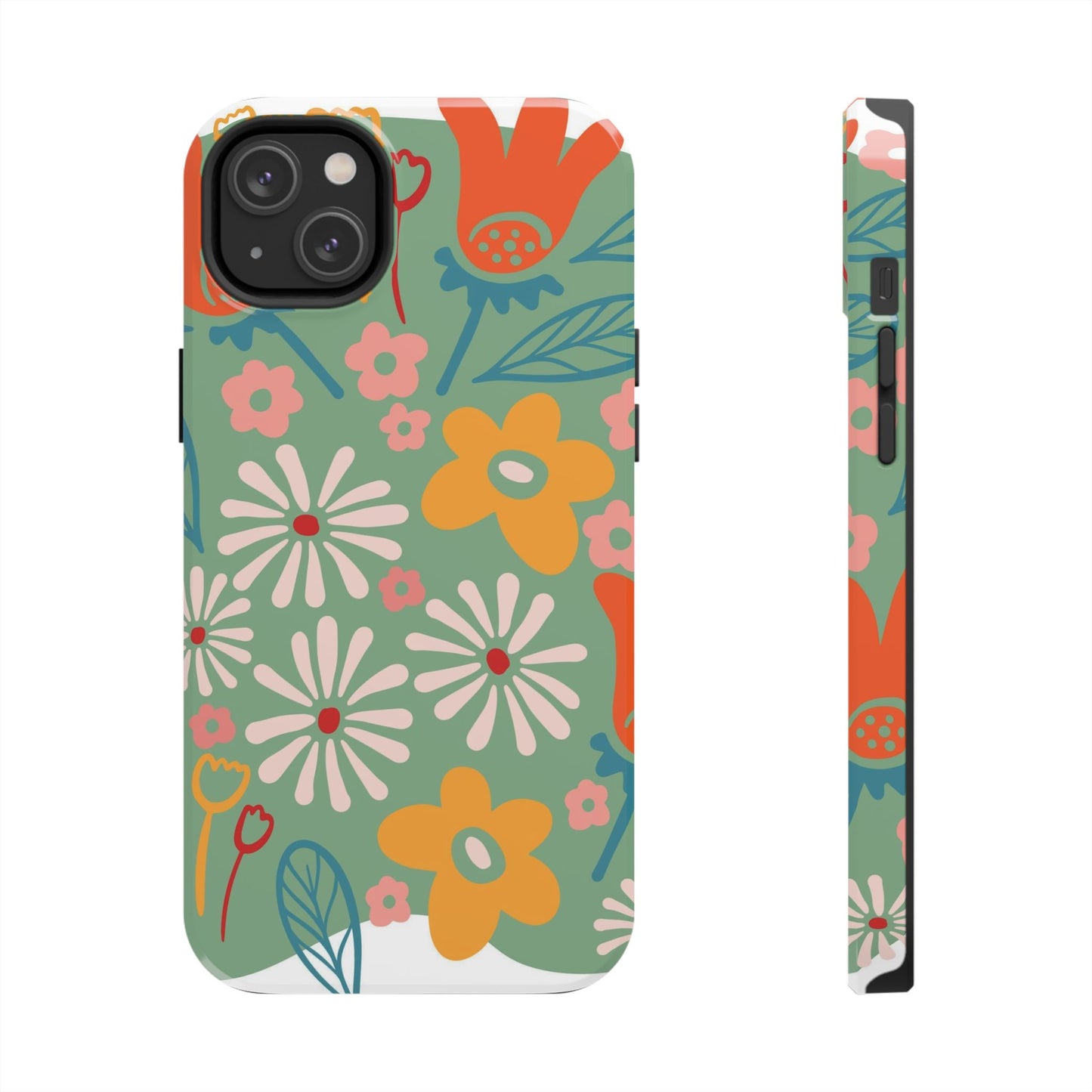 flowers in trendy retro Tough Phone Cases iPhone 14 Plus