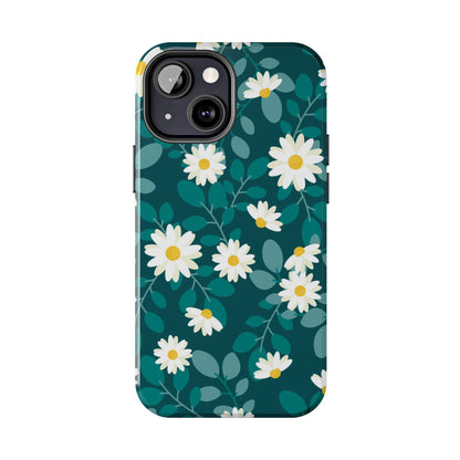 cute white daisy flower flat style seamless pattern Tough Phone Cases