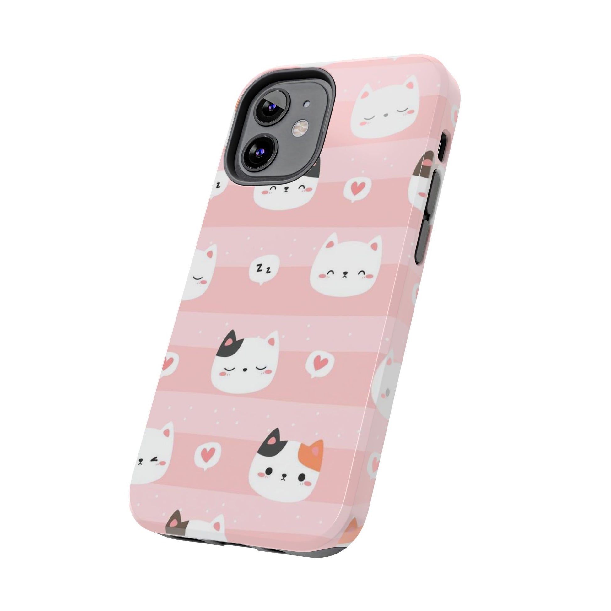 Seamless pattern with cute cats head cartoon Tough Phone Cases