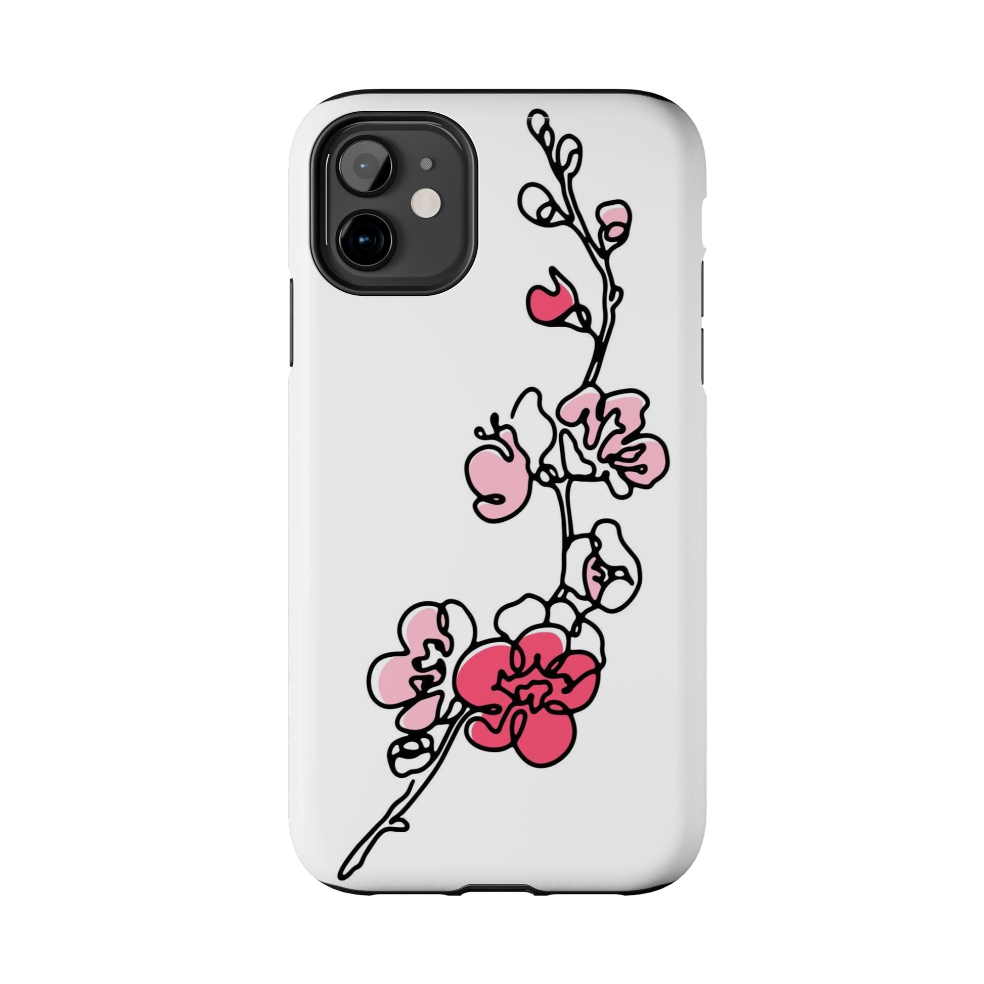 Cherry blossom single line art with abstract pink Tough Phone Cases