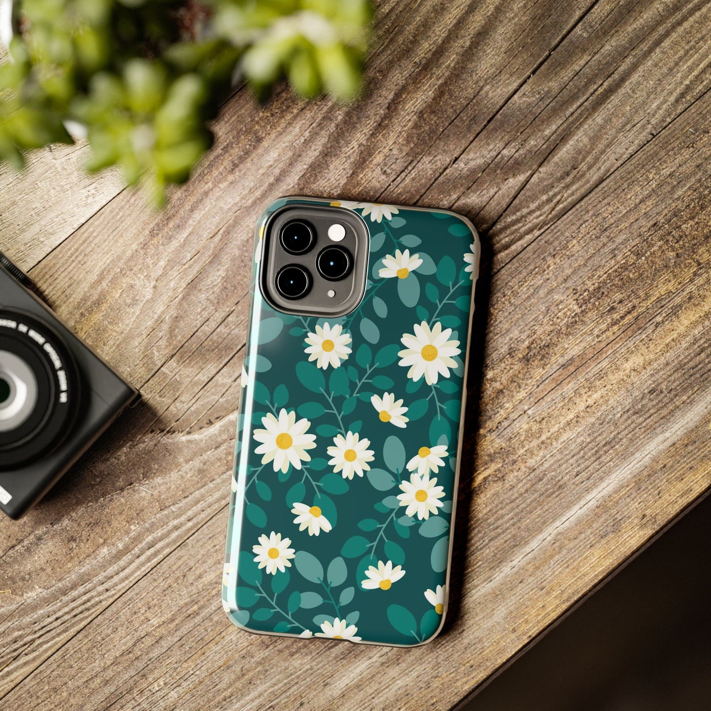 cute white daisy flower flat style seamless pattern Tough Phone Cases