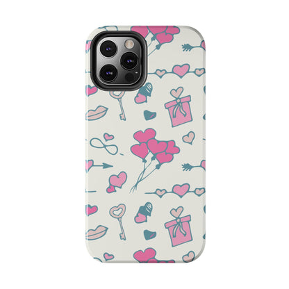 Pink seamless pattern with cute love doodles Tough Phone Cases