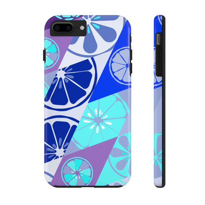 Texture blue with a pattern of lemons limes Tough Phone Cases iPhone 7 Plus, iPhone 8 Plus