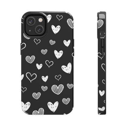 Heart doodles seamless pattern Tough Phone Cases iPhone 14