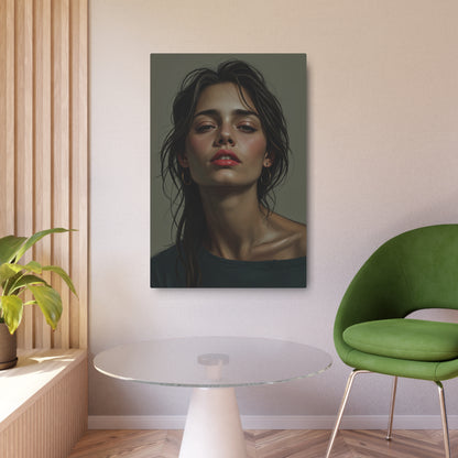 Elegant Metal Art Sign: Radiant Beauty Portrait