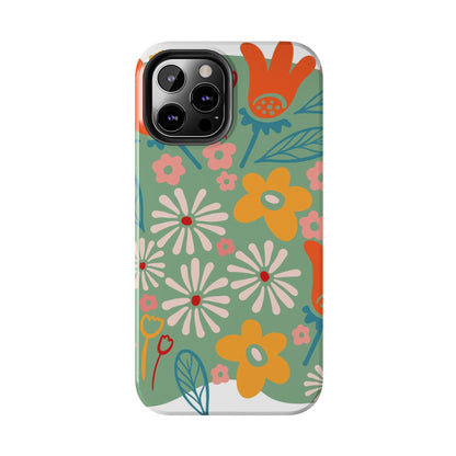 flowers in trendy retro Tough Phone Cases