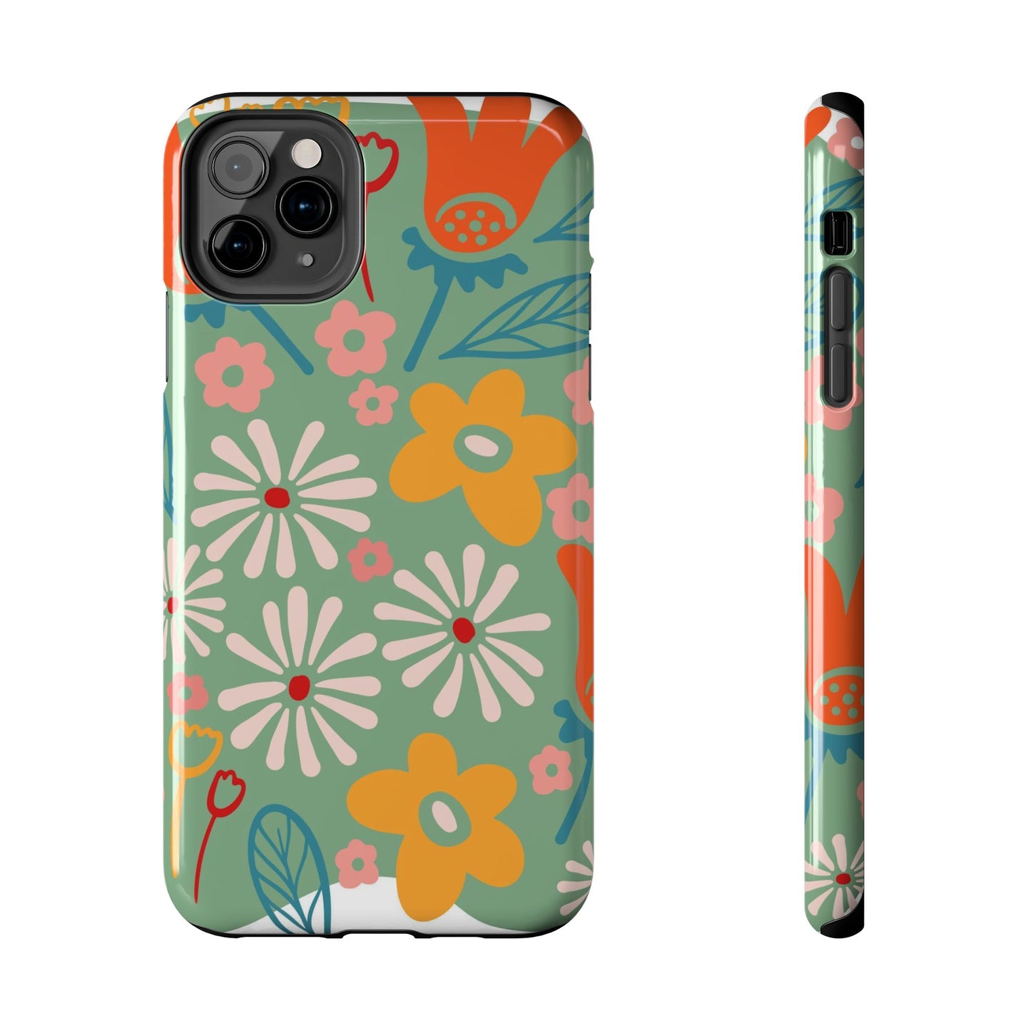 flowers in trendy retro Tough Phone Cases iPhone 11 Pro Max