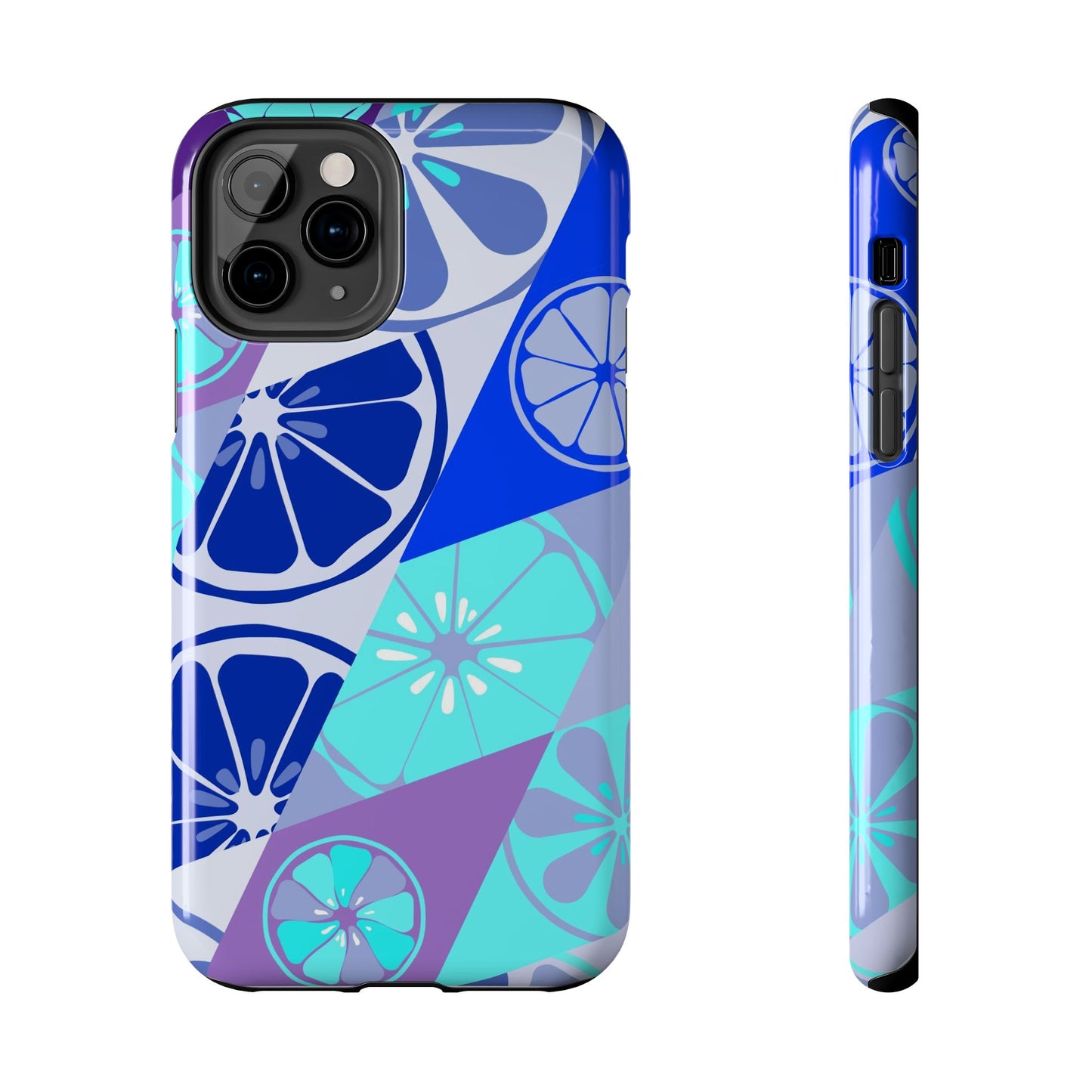 Texture blue with a pattern of lemons limes Tough Phone Cases iPhone 11 Pro