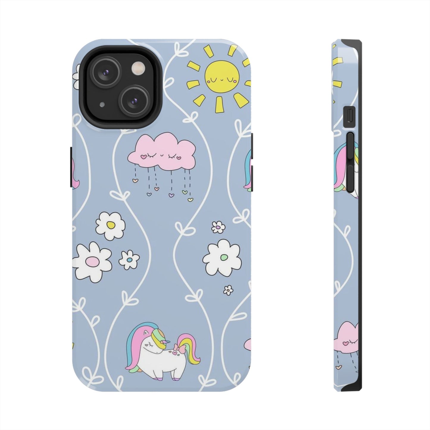 Cute little unicorn heart flower sun cloud Tough Phone Cases iPhone 14