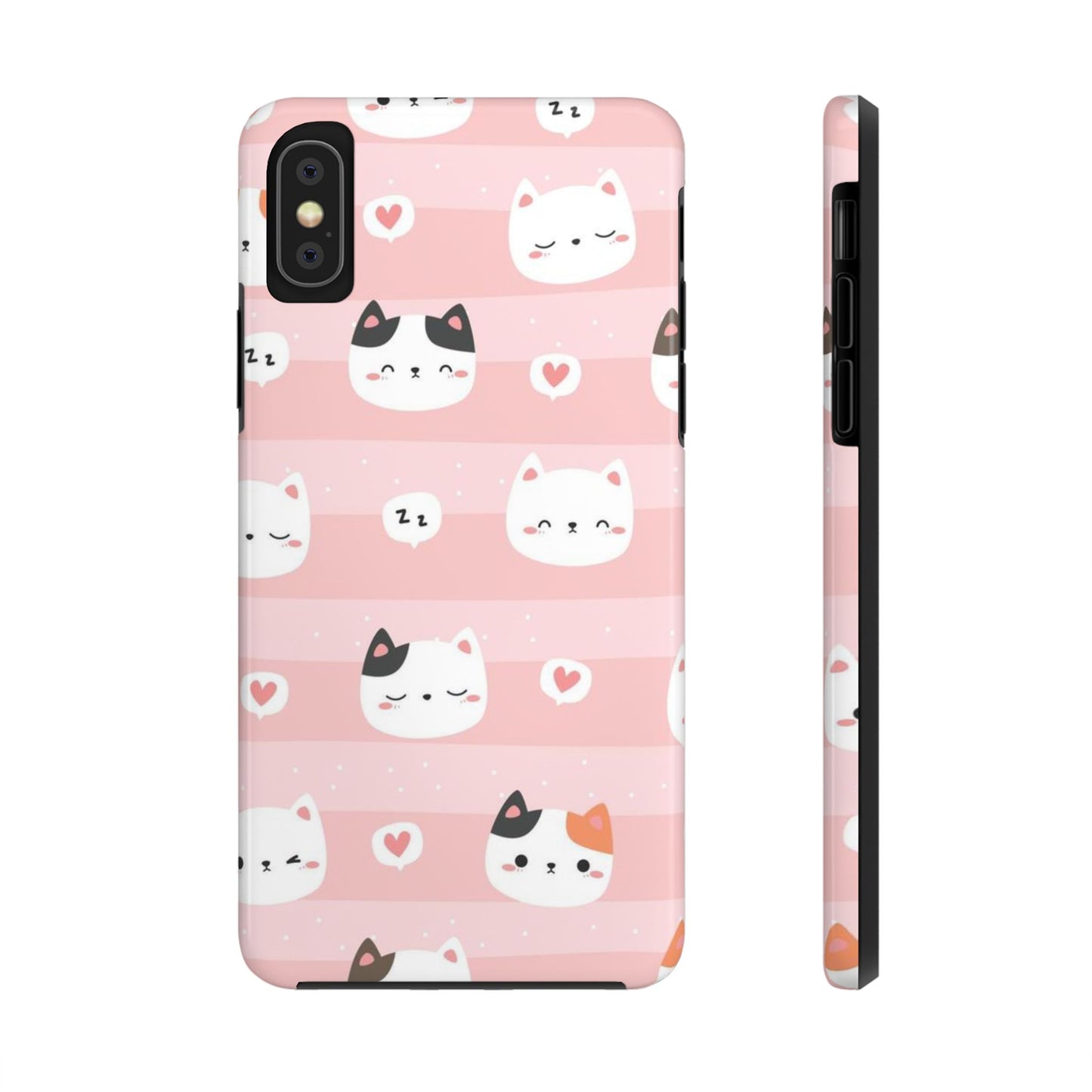 Seamless pattern with cute cats head cartoon Tough Phone Cases iPhone X