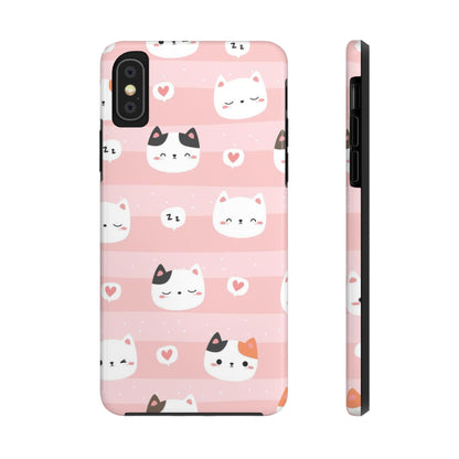 Seamless pattern with cute cats head cartoon Tough Phone Cases iPhone X