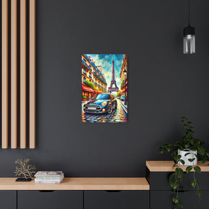 Parisian Dreamscape: Mini in the City of Lights Metal Art Sign