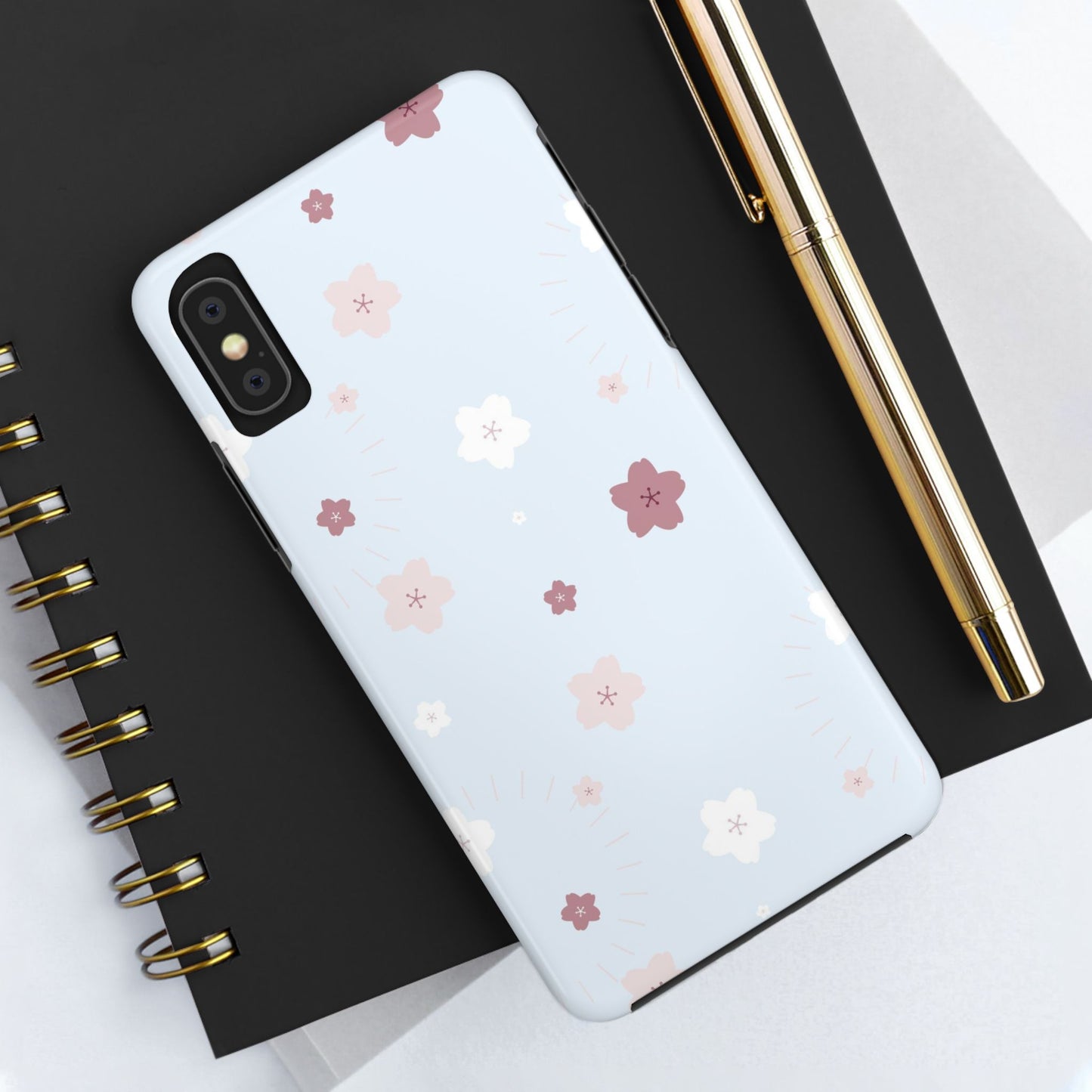 seamless cute lovely pink and white cherry blossom Tough Phone Cases