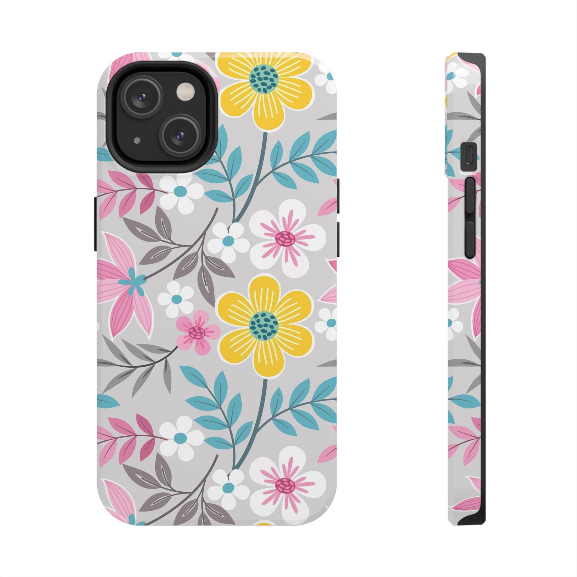 Colorful flowers and leaf Tough Phone Cases iPhone 14