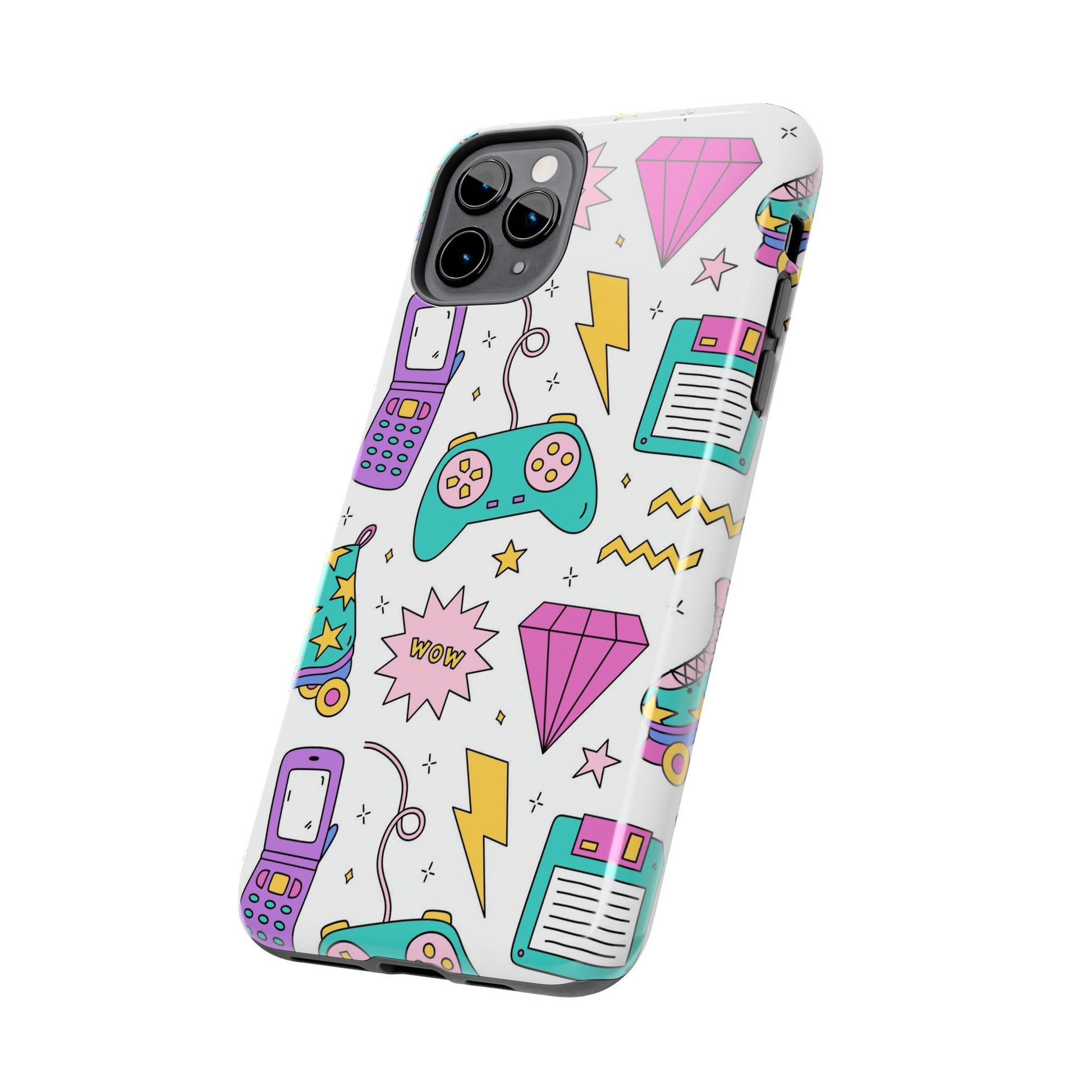 Bright seamless pattern with items from the nineties Tough Phone Cases