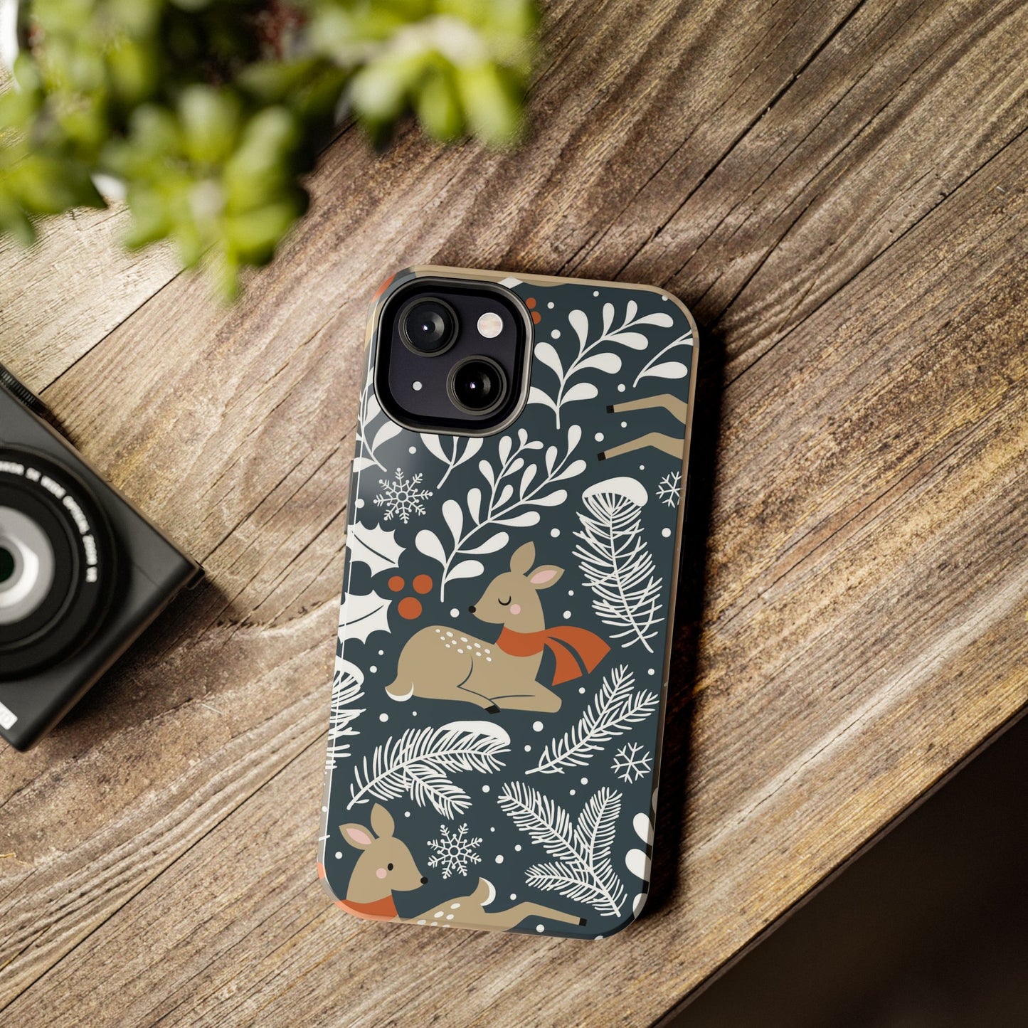 Seamless pattern with cute Christmas deer Tough Phone Cases