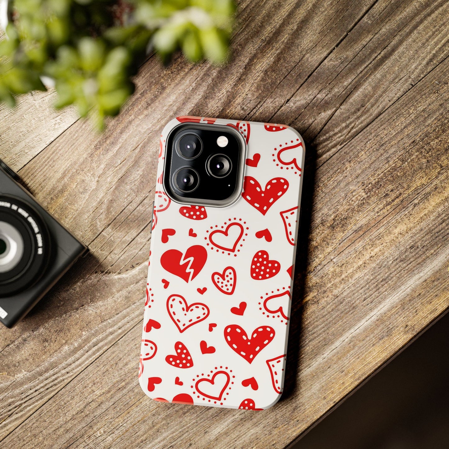 Seamless pattern of red hearts Tough Phone Cases