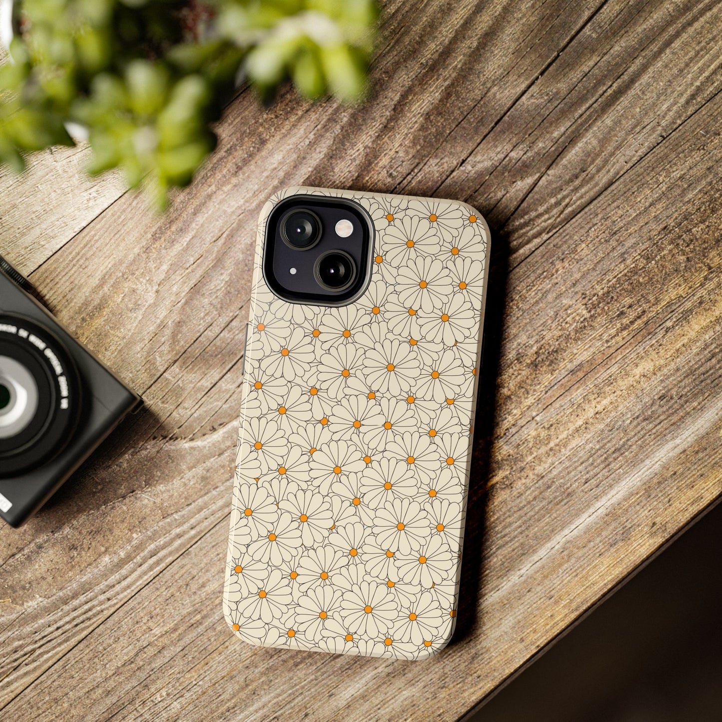 Seamless groovy daisy pattern Tough Phone Cases