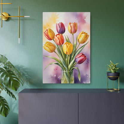 Vibrant Bloom: A Symphony of Tulips Metal Art Sign 24" x 36" (Vertical) 0.12''