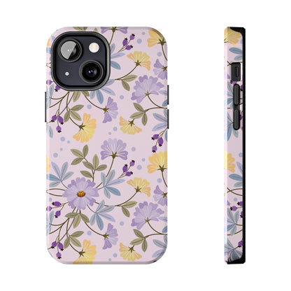 Blooming yellow and purple flowers Tough Phone Cases iPhone 13 Mini