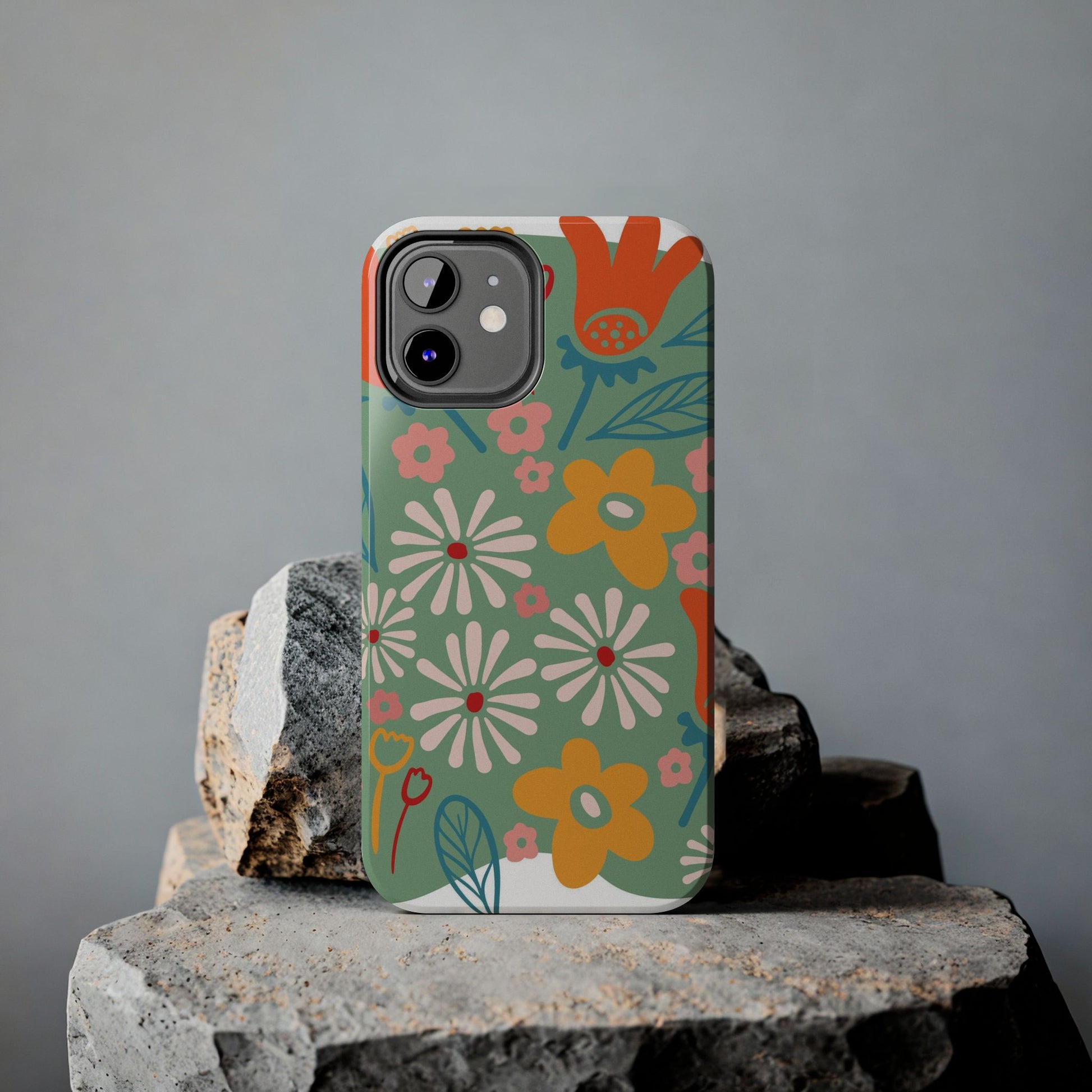 flowers in trendy retro Tough Phone Cases