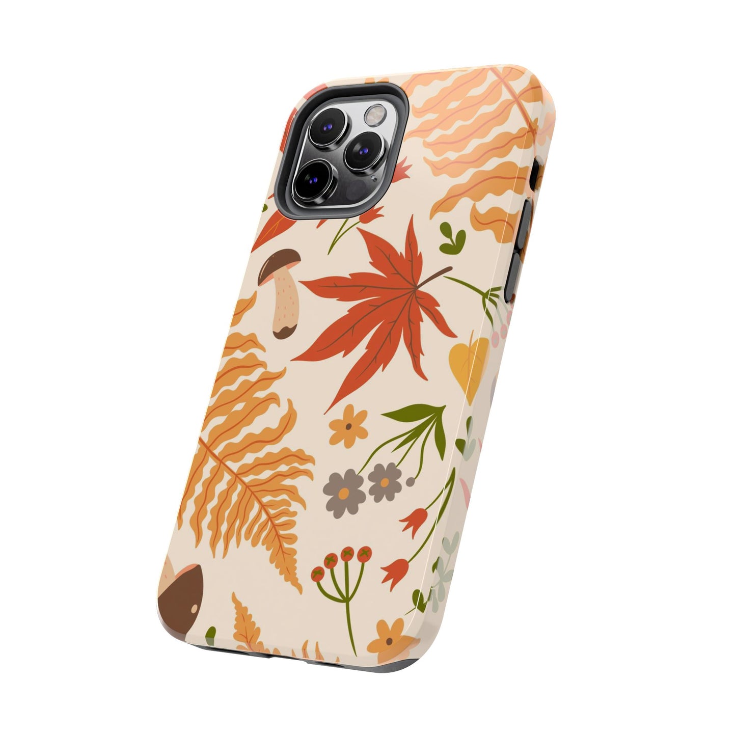 Seamless pattern with autumn leaves and mushrooms. Tough Phone Cases