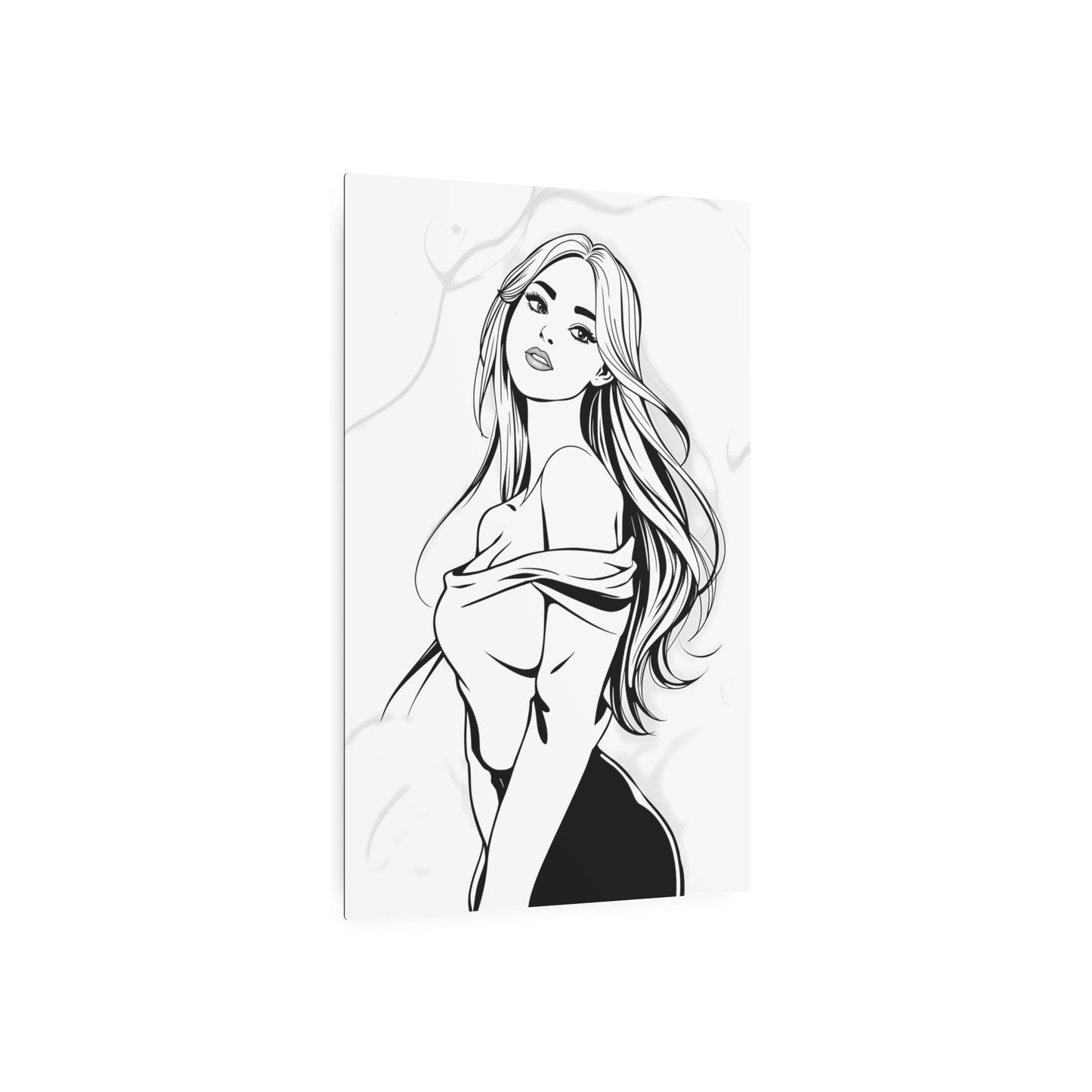 Elegant Line Art Beauty - Metal Sign Print