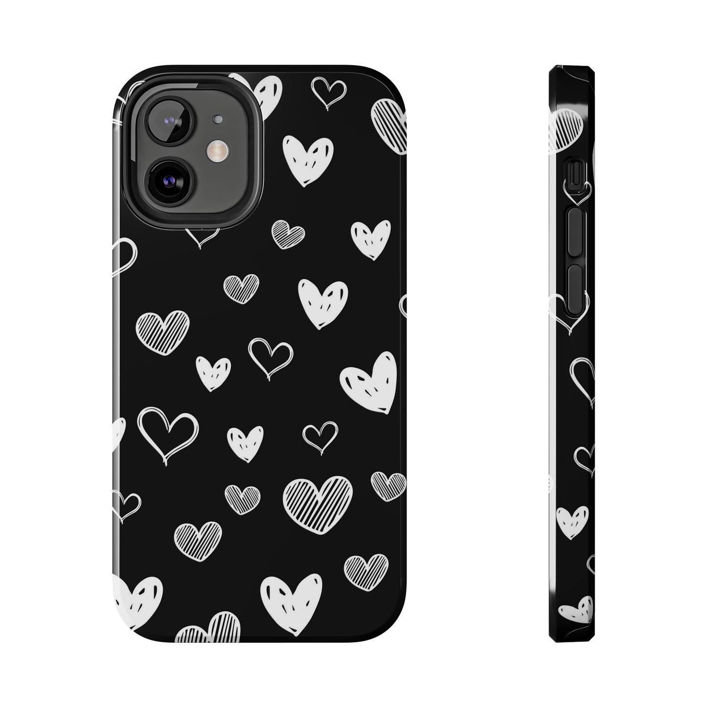 Heart doodles seamless pattern Tough Phone Cases iPhone 12 Mini