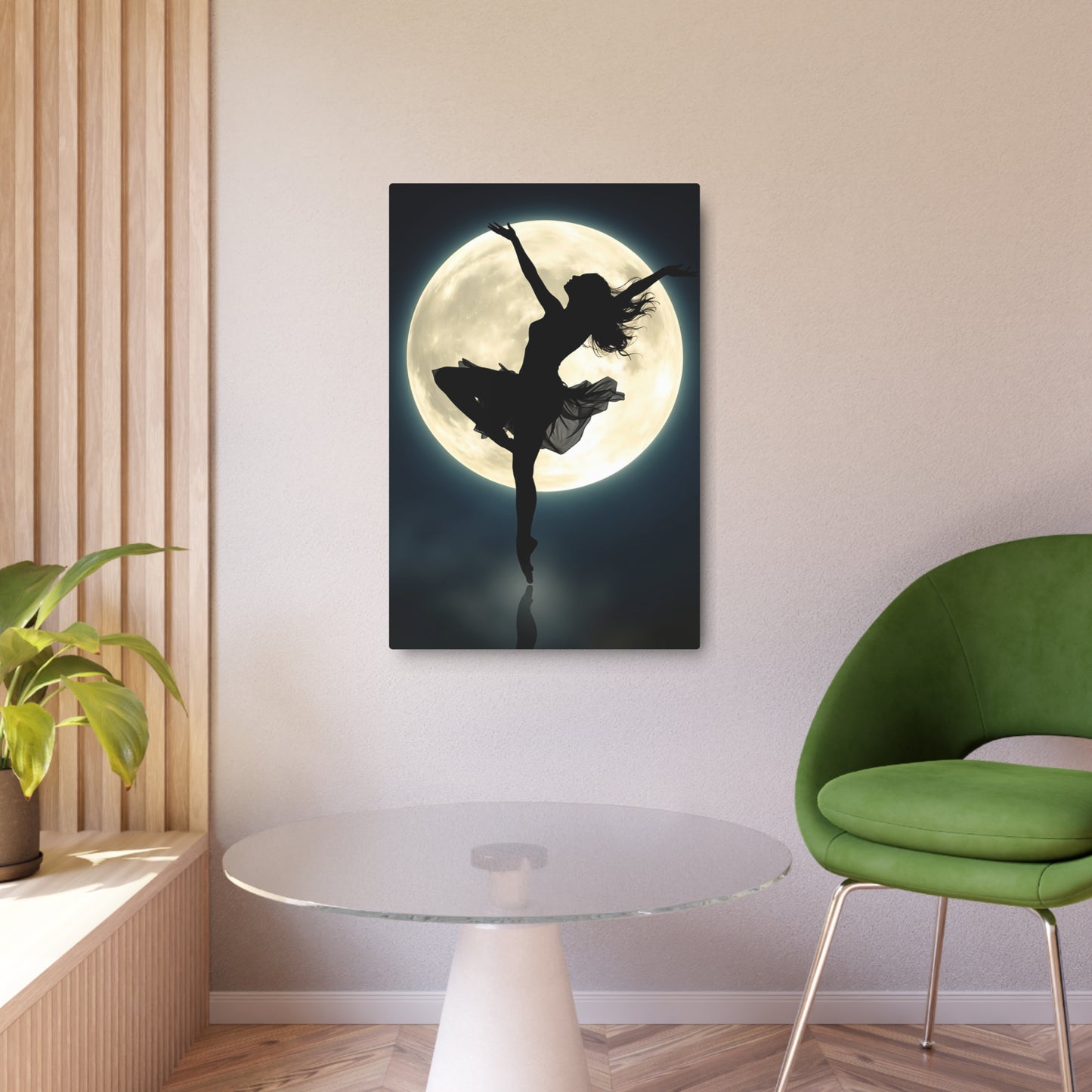 Dancer Under the Moon: A Celestial Ballet Metal Art Sign