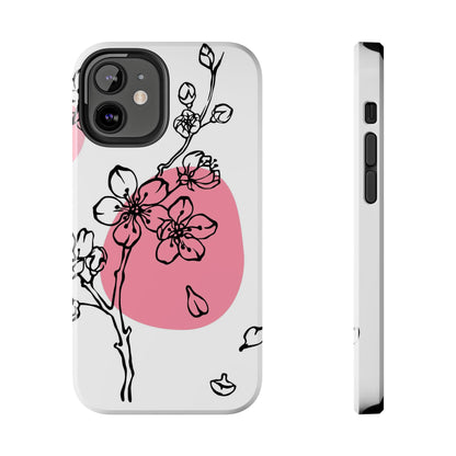 Spring blossom monochrome line art floral Tough Phone Cases iPhone 12 Mini